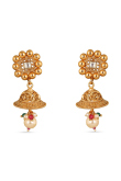 Kundan Gold Plated Choker Necklace Set with Multicolor Bead Fringe & Dome Jhumkas
