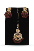 Deep Red Stone Necklace And Earrings Jewellery Set