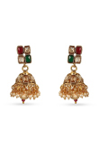 Gold Plated Temple Choker Set with Cluster Pearl Drops