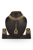 Polki Choker Set with Multicolor Stones & Chandbali Tikka
