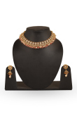 Layered Kundan Choker Set with Red Beads and Jhumkas