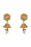 Layered Kundan Choker Set with Red Beads and Jhumkas