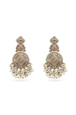 Gold-Plated Dangle Earrings with Beaded Detail and Elegant Finish