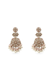 Light Pink Stone Dangle Earrings With Gold-Plated Finish