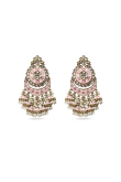 Pastel Pink Gold-Plated Beaded Dangle Earrings