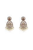 Dark Maroon Beaded Dangle Earrings with Gold-Plated Finish
