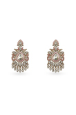 Pastel Pink Kundan Work Earrings with Gold-Plated Finish