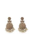 Luxurious Gold Beaded Dangle Earrings with Plated Gold Finish