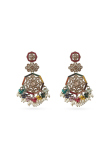 Multi Color Stone Dangle Earrings With Gold-Plated Finish
