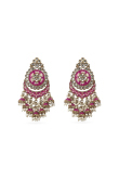 Ruby Pink Gold-Plated Beaded Dangle Earrings