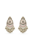 Off White Gold-Plated Beaded Dangle Earrings