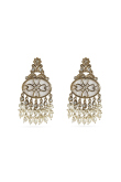 Gold Kundan Work Dangle Earrings with Gold-Plated Finish