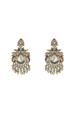 Multi Color Kundan Work Earrings with Gold-Plated Finish