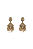 Elegant Gold Beaded Dangle Earrings with Gold-Plated Design
