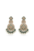 Bottle Green Gold-Plated Earrings with Pearl & Beads