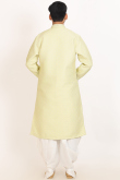 Cream Beige Cotton Silk Weaved Men's Kurta With Dhoti Pants