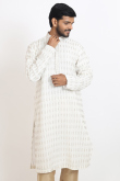 Off White Embroidered Georgette Men's Straight Cut Kurta Pajama