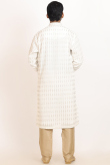 Off White Embroidered Georgette Men's Straight Cut Kurta Pajama