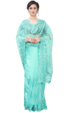 Fancy Saree in Net Aqua Blue for Party 