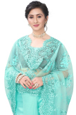 Fancy Saree in Net Aqua Blue for Party 