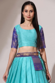 Aqua Blue Silk Woven Zari A Line Lehenga 