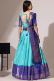Aqua Blue Silk Woven Zari A Line Lehenga 