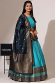 Aqua Blue Silk Woven Zari Flared Style Lehenga