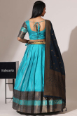 Aqua Blue Silk Woven Zari Flared Style Lehenga