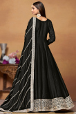 Art Silk Black Patch Embroidered A Line Anarkali Suit