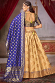 Art Silk Dark Beige Zari Weaved Flared Style Lehenga