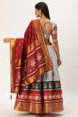 Art Silk Grey Flared Lehenga With Weaved Thread 