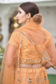  Art Silk Light Orange Zari Embroidered Panelled Style Lehenga