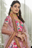 Art Silk Pale Pink Printed Panelled Style Lehenga