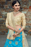 Art Silk Party Wear Lehenga Choli In Sky Blue Color
