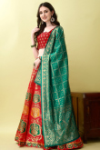 Art Silk Red Woven Zari Panelled Style Lehenga