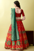 Art Silk Red Woven Zari Panelled Style Lehenga