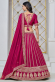 Art Silk Ruby Pink Resham Embroidered Panelled Style Lehenga