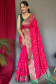 Art Silk Ruby Pink Weaved Zari Broad Border Saree