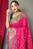 Art Silk Ruby Pink Weaved Zari Broad Border Saree