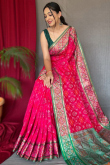 Art Silk Ruby Pink Weaved Zari Broad Border Saree