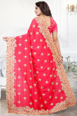 Art Silk Ruby Red Heavy Zari Embroidered Saree
