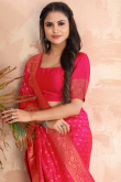 Art Silk Ruby Red Woven Zari Saree 