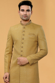 Art Silk Trombone Yellow Men Sherwani