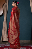 Art Silk Woven Zari Deep Red Broad Border Saree