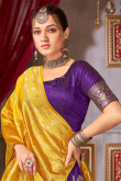 Art Silk Zari Weaved Violet Purple Flared Style Lehenga 