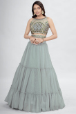 Ash Grey Chiffon Embroidered Lehenga