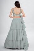 Ash Grey Chiffon Embroidered Lehenga
