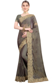 Ash Grey Chiffon Saree With Chiffon Blouse