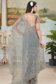 Ash Grey Net Embroidered Fancy Saree 