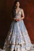 Ash Grey Net Lehenga with Mirror Work for Diwali Festivities